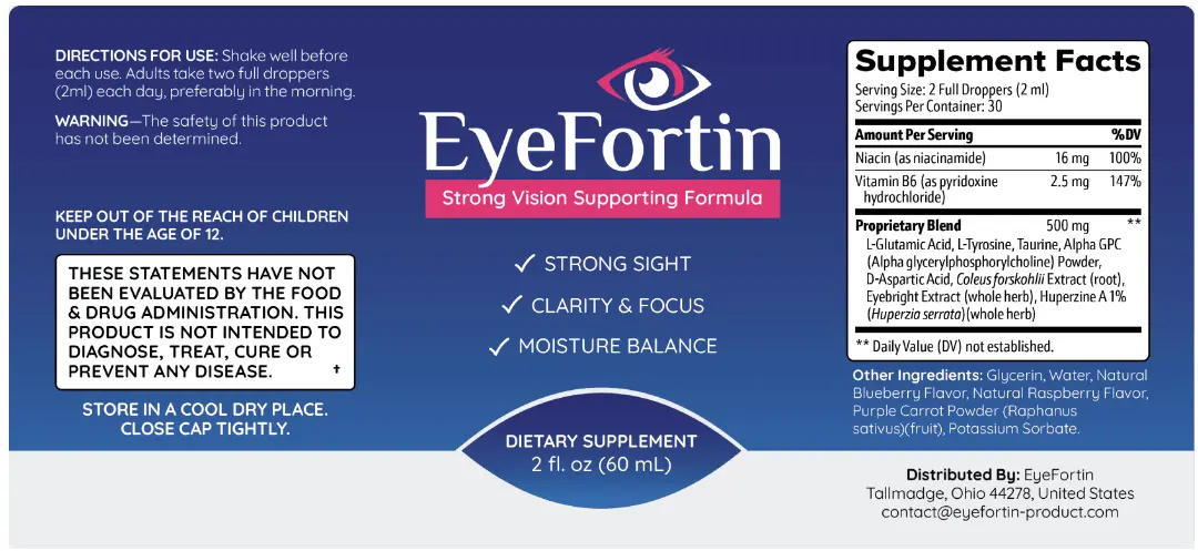 Eyefortin Supplement facts